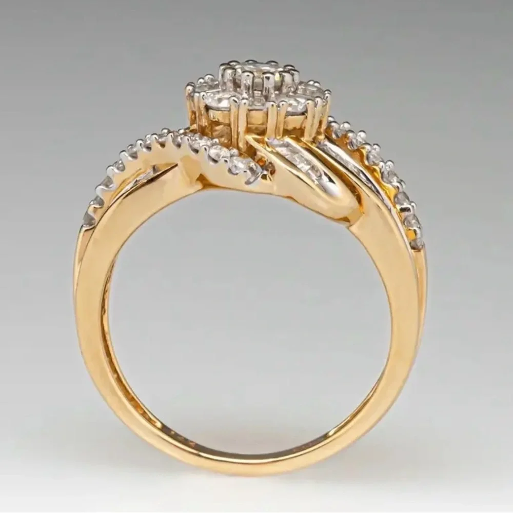 Elegant Gold and Silver Diamond Ring.